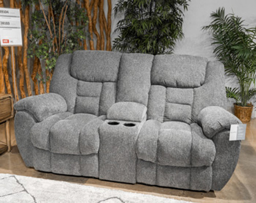 Ashley Foreside Charcoal Reclining Loveseat with Console