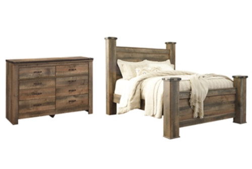 Trinell Brown Queen Poster Bed with Dresser