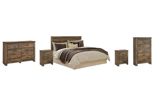 Ashley Trinell Brown King/California King Panel Headboard with Dresser, Chest and 2 Nightstands