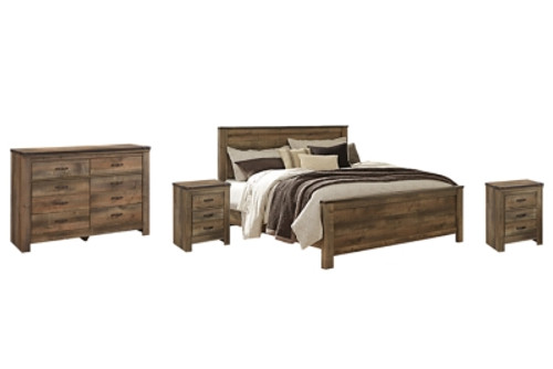 Ashley Trinell Brown King Panel Bed with Dresser and 2 Nightstands