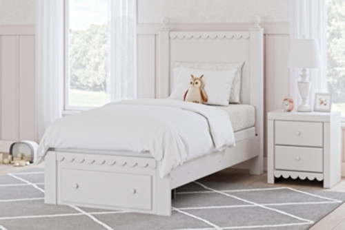 Ashley Mollviney White Twin Panel Storage Bed