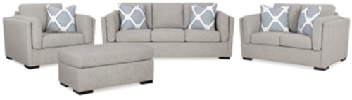Benchcraft Evansley Pewter Sofa, Loveseat, Chair and Ottoman