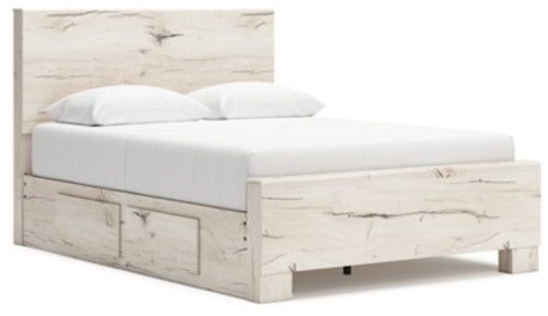 Ashley Lawroy Light Natural Queen Panel Bed with Storage