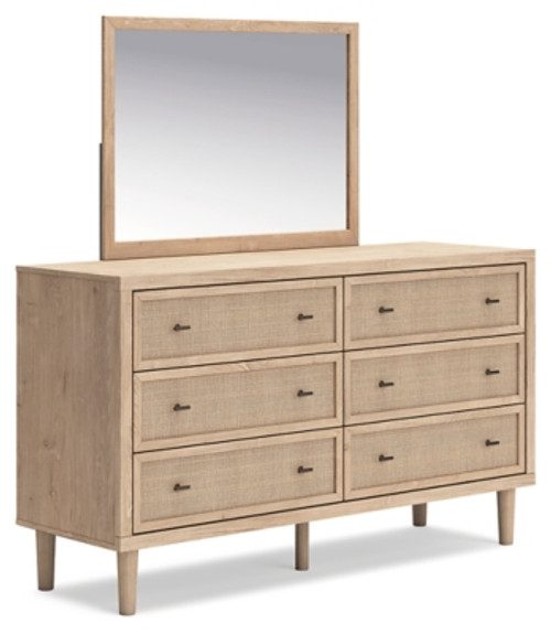 Ashley Cielden Two-tone Queen Panel Headboard with Mirrored Dresser and Chest