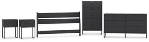 Ashley Socalle Black Queen Panel Headboard with Dresser, Chest and 2 Nightstands
