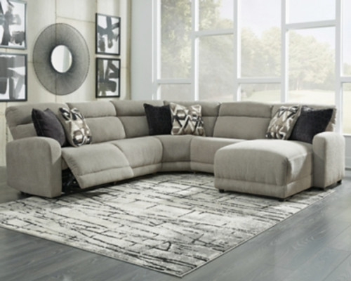 Ashley Colleyville Stone 5-Piece Power Reclining Sectional with Chaise 54405/31(2)/57/62/79