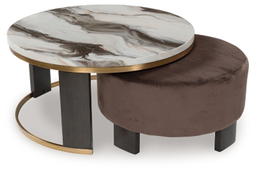 Ashley Jazmore Brown Brass Finish Nesting Coffee Table (Set of 2)