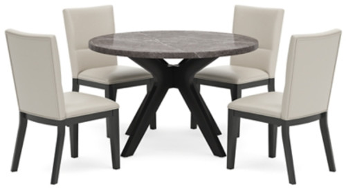 Ashley Glinari Taupe Black Dining Table and 4 Chairs