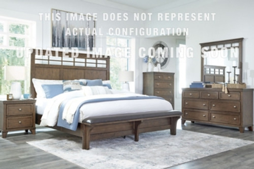 Benchcraft Shawbeck Dark Brown King Panel Bed with 2 Nightstands