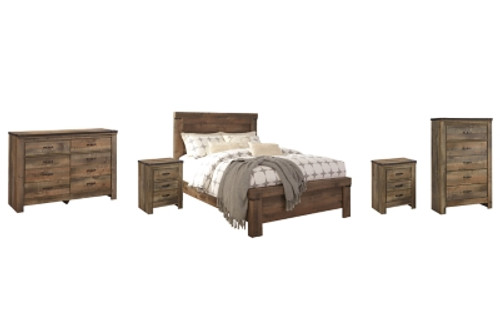 Ashley Trinell Brown Queen Panel Bed with Dresser, Chest and 2 Nightstands