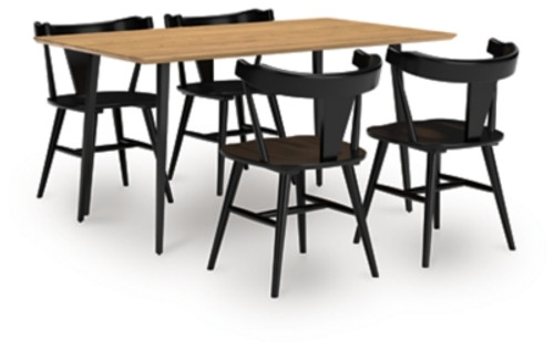 Ashley Gretlynn Black Natural Dining Table and 4 Chairs