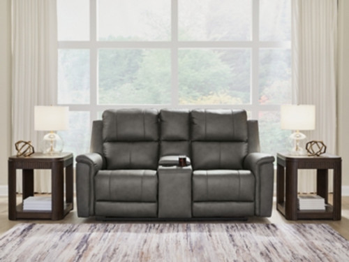 Ashley Beryton Espresso Power Reclining Loveseat with Console