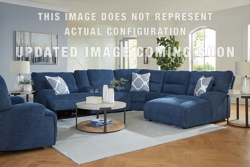 Ashley Acklen Place Navy 5-Piece Sectional with Recliner