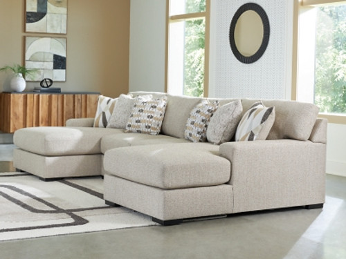 Benchcraft Laurelgrove Pebble 3-Piece Double Chaise Sectional