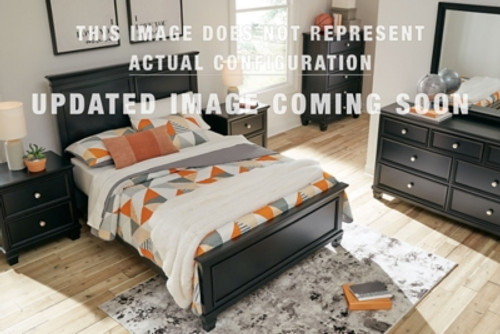 Ashley Lanolee Black Full Panel Storage Bed with Mirrored Dresser and Nightstand