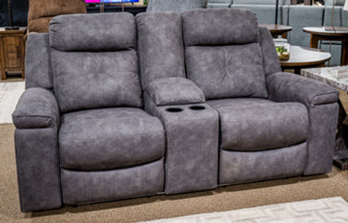 Benchcraft Brysonview Charcoal Reclining Loveseat with Console
