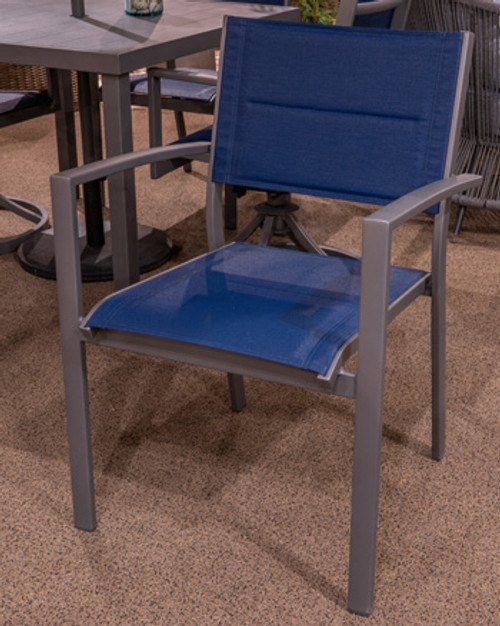 Ashley Point Bonita Blue Gray Outdoor Sling Arm Chair (Set of 4)