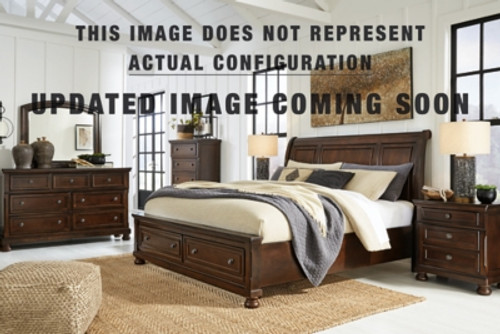 Ashley Porter Rustic Brown King Sleigh Bed with Mirrored Dresser and Nightstand Ashley Porter Rustic Brown King Sleigh Bed with Mirrored Dresser and Nightstand