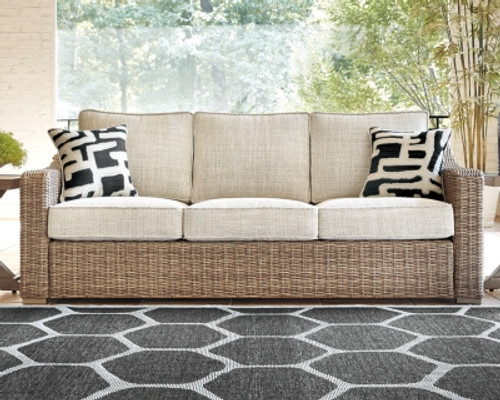 Ashley Beachcroft Beige Outdoor Sofa with Cushion