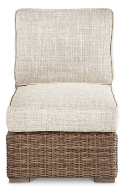 Ashley Beachcroft Beige Outdoor Armless Chair with Cushion