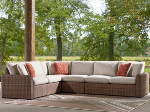 Ashley Angel Island Beige Brown 4-Piece Outdoor Sectional