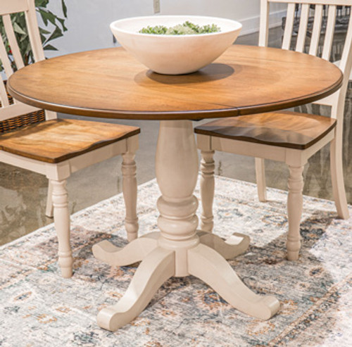 Ashley Mellintine Antique White Brown Dining Drop Leaf Table