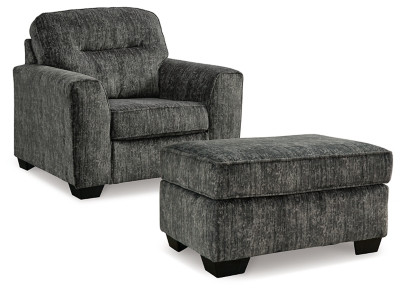 Ashley Lonoke Gunmetal Chair and Ottoman