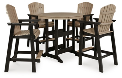 Ashley Fairen Trail Black Driftwood Outdoor Bar Table and 4 Barstools P211/613/130(2)