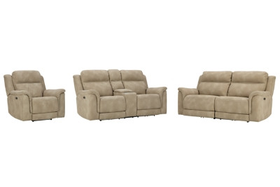 Ashley Next-Gen DuraPella Sand Power Reclining Sofa, Loveseat and Recliner