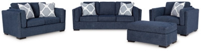 Benchcraft Evansley Navy Sofa, Loveseat, Chair and Ottoman