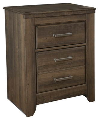 Ashley Juararo Dark Brown King Panel Bed with Mirrored Dresser, Chest and 2 Nightstands