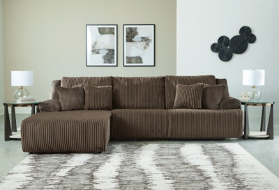 Ashley Top Tier Chocolate 3-Piece Sectional Sofa Chaise 92705/05/41/46
