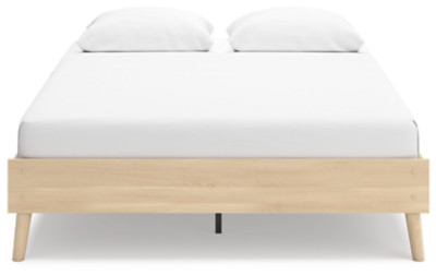 Ashley Cabinella Tan Queen Platform Bed and 2 Nightstands