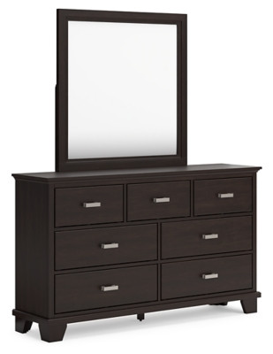 Ashley Covetown Dark Brown Twin Panel Bed, Dresser, Mirror and 2 Nightstands