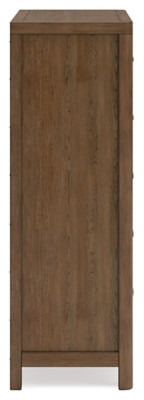 Ashley Cabalynn Light Brown Queen Upholstered Bed with Mirrored Dresser, Chest and 2 Nightstands