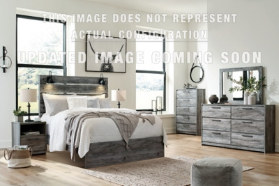 Ashley Baystorm Gray Full Panel Bed with 2 Storage Drawers, Dresser and Chest