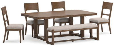 Cabalynn Light Brown Dining Table and 4 Chairs and Bench