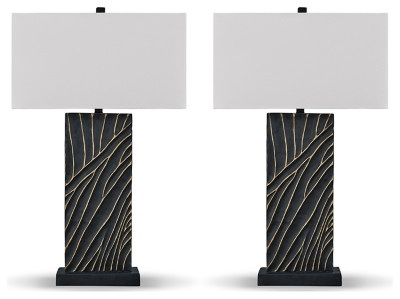 Ashley Bartlen Black Gold Finish 2-Piece Table Lamp Set
