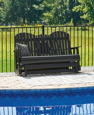 Ashley Hyland Wave Black Outdoor Glider Loveseat