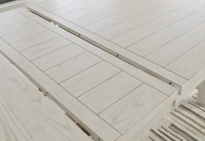 Ashley Robbinsdale Antique White Counter Height Dining Table and 6 Barstools and Bench