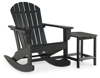 Ashley Sundown Treasure Black Outdoor Chair with End Table