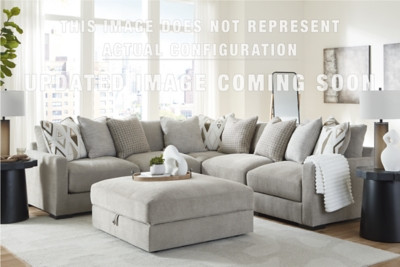 Benchcraft Aslan Court Flax 4-Piece Sectional with Ottoman