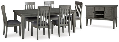 Ashley Hallanden Gray Dining Table and 6 Chairs with Storage
