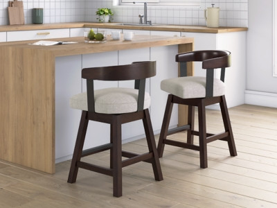 Ashley Haddigan Dark Brown Counter Height Barstool (Set of 2)
