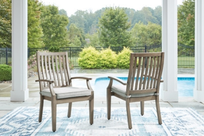 Ashley Rainier Ranch Brown Beige Outdoor Dining Table and 6 Chairs P701/625/602A(3)