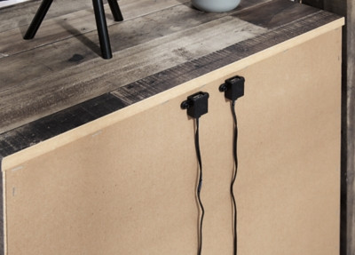 Benchcraft Derekson Multi Gray Queen Panel Bed with 4 Storage Drawers with Mirrored Dresser and 2 Nightstands