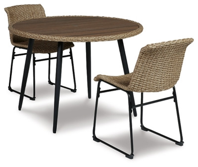 Amaris Brown Black Outdoor Dining Table and 2 Chairs