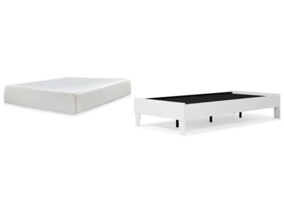 Piperton White Twin Platform Bed with Mattress EB1221/111/M727/11