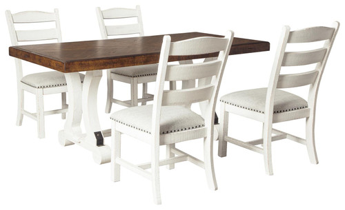 Ashley Valebeck White Brown Dining Table and 4 Chairs