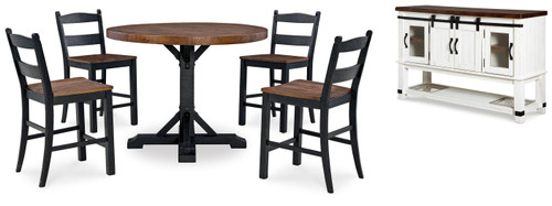 Ashley Valebeck Multi Counter Height Dining Table and 4 Barstools with Storage